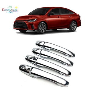 ฝาครอบมือจับประตูรถยนต์ โครเมี่ยม สีเงิน สําหรับ Toyota Yaris Ativ / Vois 2022 2023 8 ชิ้น