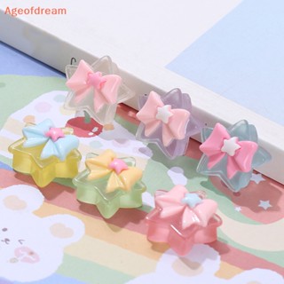 [Ageofdream] ใหม่ สติกเกอร์เรซิ่น รูปดาวห้าแฉก ประดับโบว์ เรืองแสง ขนาดเล็ก DIY สําหรับตกแต่งกล่องของขวัญ แก้วน้ํา โทรศัพท์ รองเท้า 5 ชิ้น