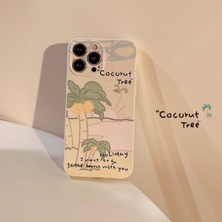 เคสโทรศัพท์มือถือ ซิลิโคน tpu ลายต้นมะพร้าว แฟชั่นฤดูร้อน สําหรับ iphone 11 12 13 14 pro max