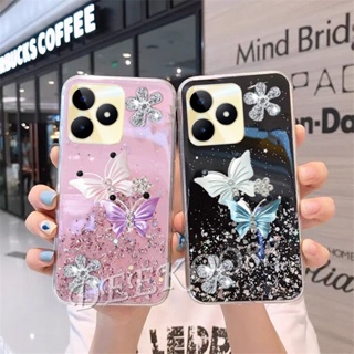 พร้อมส่ง เคสโทรศัพท์มือถือ แบบนิ่ม ลายผีเสื้อ ประดับเลื่อม สําหรับ Realme C53 C55 NFC 10T 10 Pro+ Pro 5G Coca-Cola Edition 4G Plus RealmeC53