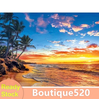 #B [boutique520.th] ภาพวาดสีน้ํามันบนผ้าใบ ตามตัวเลข รูปทิวทัศน์ชายหาด DIY สําหรับตกแต่งผนังบ้าน