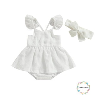 Babyclothes- ชุดรอมเปอร์ แขนพอง คอกลม ทรงเอ พร้อมที่คาดผม ลําลอง สําหรับเด็กผู้หญิง ใช้ได้ทุกวัน