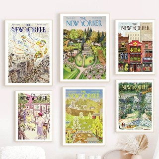 โปสเตอร์ผ้าใบ ลายนิตยสาร The New Yorker สําหรับตกแต่งผนังบ้าน ห้องนั่งเล่น