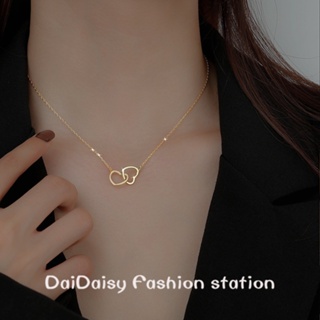 Daidaisy √♥ สร้อยคอโซ่ ชุบทองแท้ 18k จี้รูปหัวใจ หรูหรา ระดับไฮเอนด์ เรียบง่าย สําหรับผู้หญิง