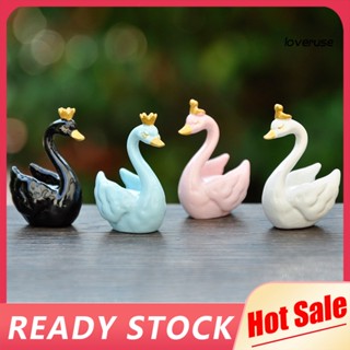 Loveruse หงส์จําลอง เครื่องประดับ น่ารัก ไมโครภูมิทัศน์ ตุ๊กตา ตุ๊กตา DIY เค้ก ตกแต่ง มงกุฎ หงส์ ฟิกเกอร์ เรซิ่น สัตว์ โมเดลคริสต์มาส งานแต่งงาน ของขวัญ