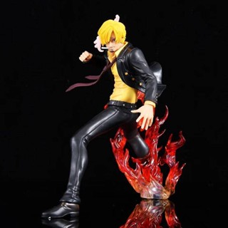 ใหม่ ฟิกเกอร์ PVC รูปการ์ตูนอนิเมะวันพีช Vinsmoke Sanji Smoking Leg Fire Battle Sanji ขนาด 19 ซม. ของขวัญ ของเล่นสําหรับเด็ก