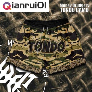 (Qianrui01) Moneydrudgery Tondo Camo กางเกงขาสั้น ผ้าตาข่าย