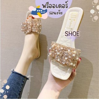 รองเท้าแตะ แต่งกลิตเตอร์ แต่งมุก size 35-40 รองเท้าผู้หญิง ขายดี ลด 50%   BB25 พรีออเดอร์