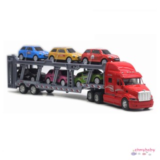 ผู้ให้บริการรถ 35 ซม. รุ่น 1:48 Big Rig Truck Hauler Trailer พร้อม 6 Race Cars Trucks Engineering Vehicle Boys Girls Carriers Toy [N/8]