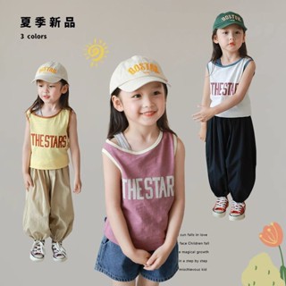 ❀Qinzi เสือดาว❀พร้อมส่ง เสื้อยืด ผ้าฝ้ายแท้ ทรงอสมมาตร แฟชั่นฤดูร้อน สําหรับเด็กผู้หญิง 2023