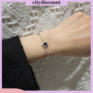 &lt;citydiscount&gt; สร้อยข้อมือโซ่ จี้รูปดอกไม้ห้ากลีบ ประดับพลอยเทียม ปรับได้ ของขวัญวันเกิด สําหรับผู้หญิง ออกเดท