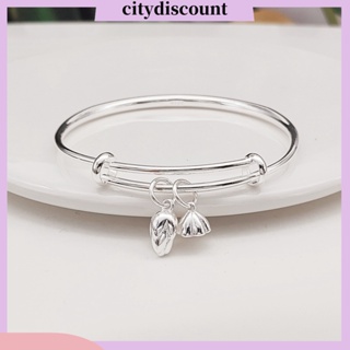 &lt;citydiscount&gt; กําไลข้อมือ ชุบไฟฟ้า รูปดอกบัว สีเงิน ปรับได้ เครื่องประดับแฟชั่น สําหรับผู้หญิง