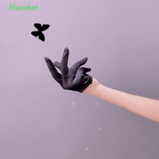 BLUEVELVET ถุงมือครึ่งฝ่ามือ ถุงมือคอสเพลย์ ถุงมือเต้นรํา สไตล์พังก์ ฮาราจูกุ ฮิปฮอป ซาติน ปาร์ตี้