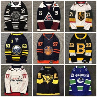 เสื้อกีฬาแขนยาว ลายทีมฮอกกี้ Nhl Hockey Jersey พลัสไซซ์ สไตล์ฮิปฮอปเรโทร