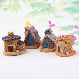 ALISONDZ ฟิกเกอร์บ้านกระท่อมหิน ขนาดเล็ก DIY อุปกรณ์เสริม สําหรับตกแต่งบ้าน