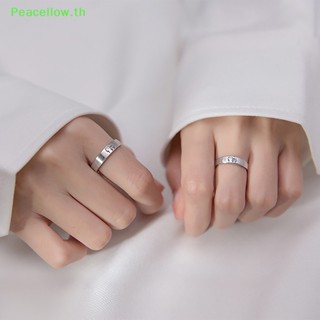 Peacellow แหวนคู่รัก รูปลูกแมวน่ารัก ปรับได้ สีเงิน เครื่องประดับ สําหรับผู้หญิง และผู้ชาย 1 คู่