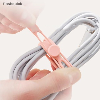 Flashquick 10 ชิ้น ซิลิโคน สายเคเบิล ชุด ยืดหยุ่น นํากลับมาใช้ใหม่ได้ จัดระเบียบสายไฟ อเนกประสงค์ คลิปลวด สายเคเบิล สายรัดจัดเก็บ สายรัดดี