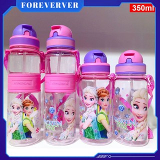 350 / 500ml ขวดน้ำเด็ก Disney ถ้วยน้ำเด็กกีฬากาต้มน้ำขวดพลาสติกฤดูร้อนพร้อมฟางถ้วยน้ำพลาสติกสำหรับเด็ก