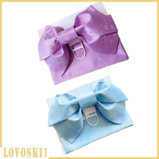 [Lovoski1] สายคาดเอวกิโมโน ประดับโบว์ ลายดอกไม้ สีฟ้า สไตล์ญี่ปุ่น