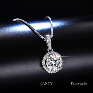 Fancy สร้อยคอ จี้คริสตัล พลอยเทียม ทรงกลม สีเงิน เครื่องประดับแฟชั่น สําหรับผู้หญิง