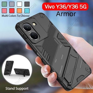 Case For Vivo Y36 5G Y 36 Y33T Y33S Y32 Y21 Y21S VivoY36 4G 5G Shockproof Phone Case Full Protection Bumper Hard PC Armor Casing Stand Holder Bracket Back Cover