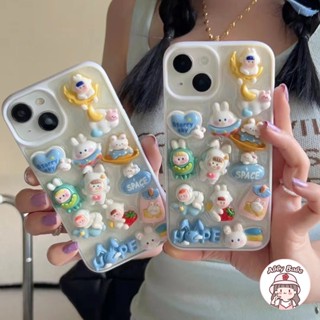 เคสโทรศัพท์มือถือ TPU นิ่ม ปิดด้านหลัง ลายกระต่าย นักบินอวกาศ แครอท 3D น่ารัก แวววาว สไตล์เกาหลี สําหรับ IPhone 14 Pro Max 12 11 Pro Max XS XR