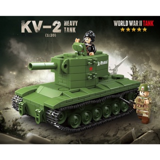 ใหม่ โมเดลบล็อกตัวต่อรถถัง MOC WW2 KV-2 1:20 ของเล่นสําหรับเด็ก 472 ชิ้น