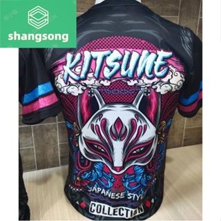 เสื้อดูไบ KITSUNE เสื้อกีฬา พิมพ์ลาย งานสวยคุณภาพแบรนด์ชั้นนำ (A-705 จิ้งจอก ดำ) shangsong