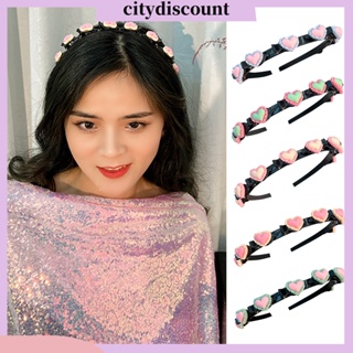 &lt;citydiscount&gt;  ที่คาดผม แบบยืดหยุ่น กันลื่น รูปหัวใจ สีตัดกัน เครื่องประดับ สําหรับผู้หญิง