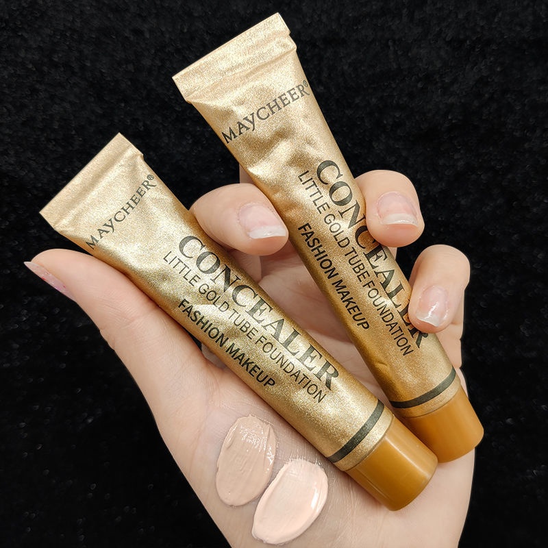 Maycheer MAYCHEER คอนซีลเลอร์รองพื้น แบบหลอดเล็ก สีทอง กันน้ํามัน ควบคุมความมัน ปกปิดรอยคล้ําใต้ตา กระ จุดด่างดํา 2 สี