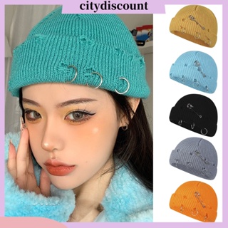 &lt;citydiscount&gt; หมวกบีนนี่ ผ้าวูลถักนิตติ้ง สไตล์ฮิปฮอป สีพื้น ให้ความอบอุ่น เหมาะกับฤดูใบไม้ร่วง ฤดูหนาว สําหรับผู้หญิง