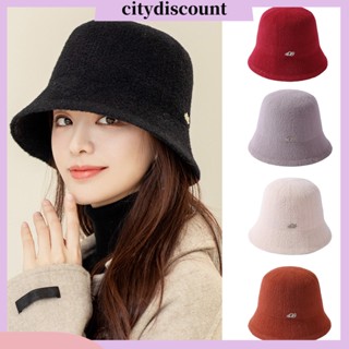 &lt;citydiscount&gt; หมวกบักเก็ต ผ้ากํามะหยี่ขนมิงค์เทียม ป้องกันหู ปรับได้ สําหรับผู้หญิง