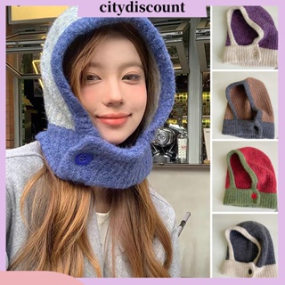 &lt;citydiscount&gt; หมวกถักนิตติ้ง แบบหนา ยืดหยุ่น อบอุ่น 2 in 1 เหมาะกับฤดูใบไม้ร่วง ฤดูหนาว สําหรับผู้หญิง