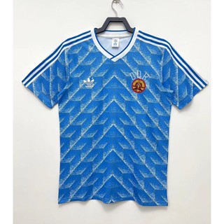 เสื้อกีฬาแขนสั้น ลายทีมชาติฟุตบอล East Germany 1988 ชุดเยือน สไตล์เรโทร