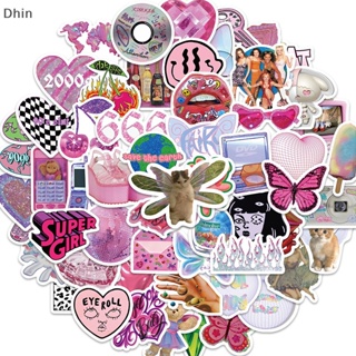 [Dhin] 58Pcs Y2k Pink Stickers Funny Cute Graffiti Girls Skateboard Waterproof Luggage Sport DIY Laptop Car Stickers Decals Kids Toy COD