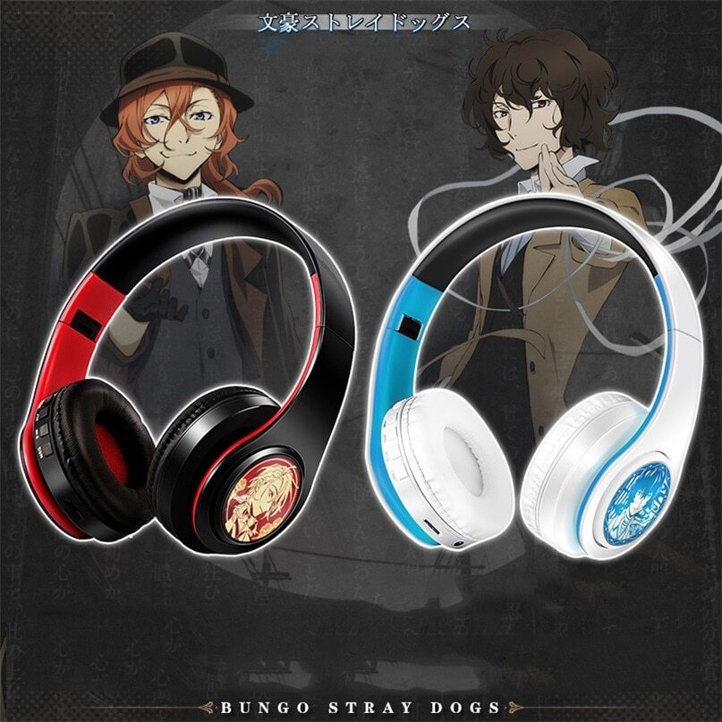 Bungo Stray Dogs หูฟังไร้สาย พร้อมไมโครโฟน คอสเพลย์อนิเมะ Dazai Chuya รองรับการ์ด TF