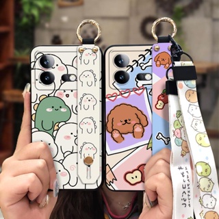 painting flowers Lanyard Phone Case For VIVO IQOO Neo8/Neo8 Pro Fashion Design cartoon Waterproof Wrist Strap Shockproof