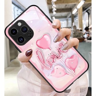 Dmy เคสโทรศัพท์มือถือกระจกนิรภัย ลายหัวใจ สําหรับ iPhone 13 Pro max 14 12 mini 11 XS max XR X 6S plus 7 8 6