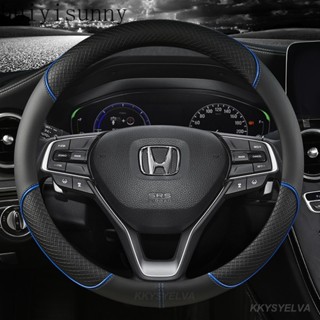 Hys ปลอกหนังหุ้มพวงมาลัยรถยนต์ เส้นผ่าศูนย์กลาง 38 ซม. สําหรับ Honda City Civic FC FD Jazz BRV CRV HRV