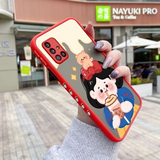 เคสโทรศัพท์มือถือแบบแข็ง ใส กันกระแทก ลายการ์ตูนเด็กผู้หญิงชานม มีลายด้านข้าง สําหรับ Samsung galaxy A51 4G A51 5G M40s