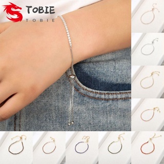 Tobie สร้อยข้อมือเพทาย โลหะผสม ประดับพลอยเทียม ปรับได้ สไตล์เรโทร