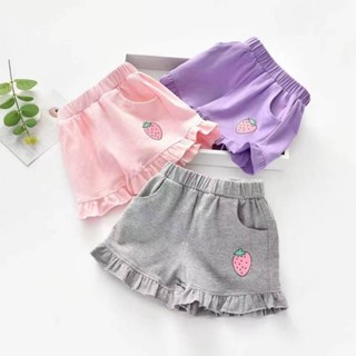 Girls Casual Shorts 2023 Cotton Baby Girl Summer Wear Crawler Thin Kids Beach Shorts Strawberry Shorts EpYe