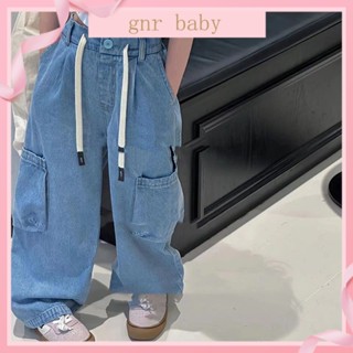 🍓GNR BABY🫐กางเกงยีนขากว้างลําลอง ทรงหลวม สไตล์เกาหลี สําหรับเด็กผู้หญิง 3-12 ปี