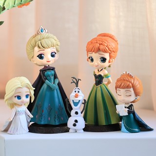 Q posket โมเดลฟิกเกอร์ Frozen elsa elsa Princess Anna elsa สําหรับตกแต่งเค้ก