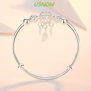 Usnow เครื่องประดับ สร้อยข้อมือ จี้ตาข่ายดักฝัน ประดับพู่ ขนนก แฟชั่น