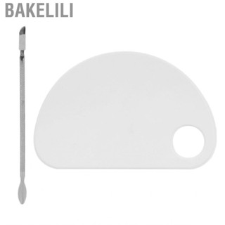 Bakelili Nail Art Mixing Palette Thumb Hole Transparent Semi Circular Shape Cosmetic Glossy Texture Acrylic with Spatula