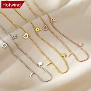 Hotwind เครื่องประดับแฟชั่นสตรี สร้อยคอโซ่ สเตนเลส จี้ตัวอักษร ดาว ขนาดเล็ก L6V7