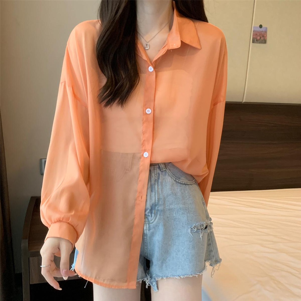 Lune_Grace.W246#เสื้อเชิ้ดแขนยาว ผ้าชีฟองสีทึบงานดี ไส่คลุมเที่ยวทะแล แก๋ๆ - รูปที่ 6