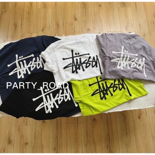 Stussy SS23 เสื้อยืดคอกลม แขนสั้น พิมพ์ลายโลโก้ตัวอักษร สไตล์คลาสสิก แบบสวมหัว สําหรับคู่รัก