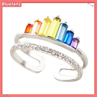 Bluelans แหวนมงกุฎ เปิดท้าย สีรุ้ง ปรับได้ เครื่องประดับ สําหรับผู้หญิง